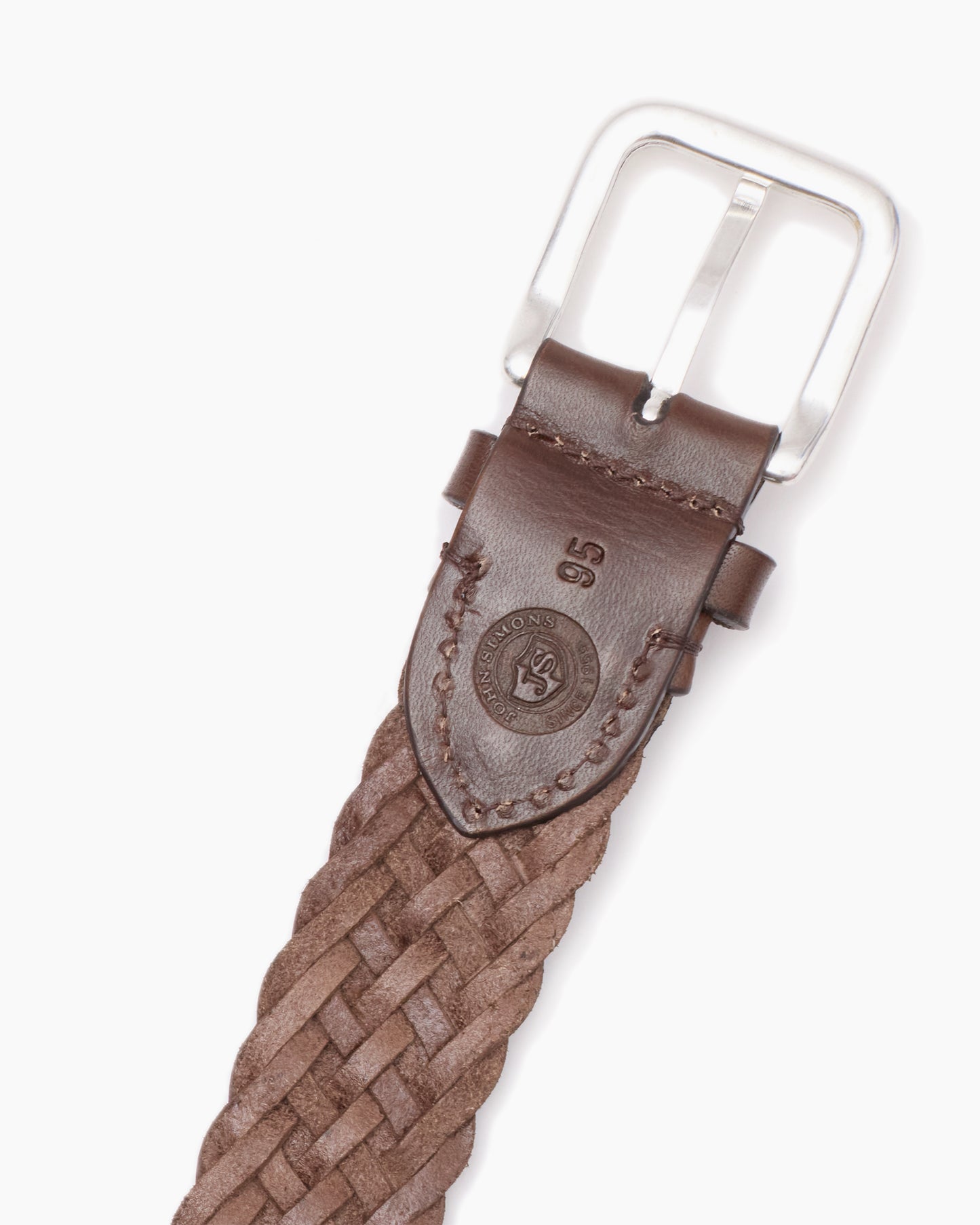 Brown & Silver Woven Leather Belt
