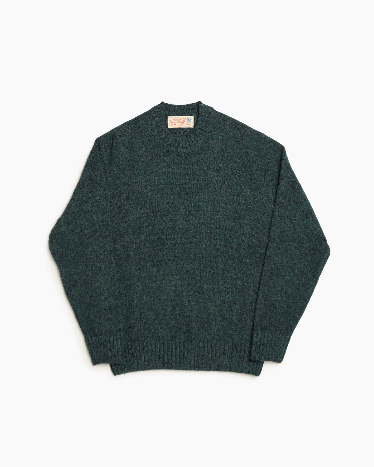 Green Melange Brushed Shetland Knit Jumper