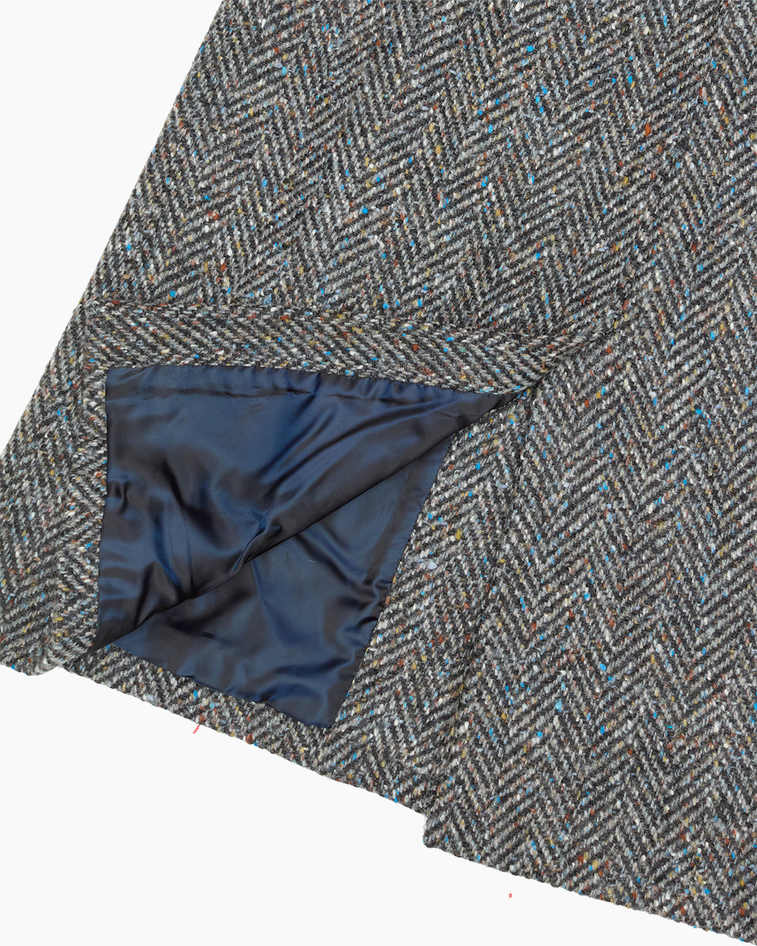 Full Length Grey Herringbone Donegal Tweed Overcoat