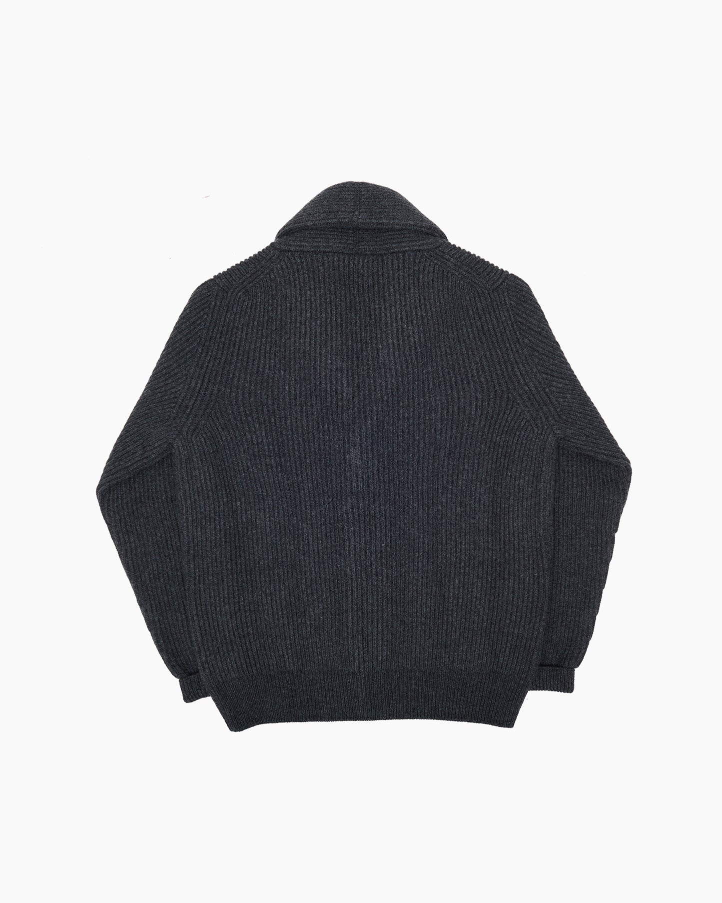Charcoal Ribbed Shawl Collar Shetland Cardigan