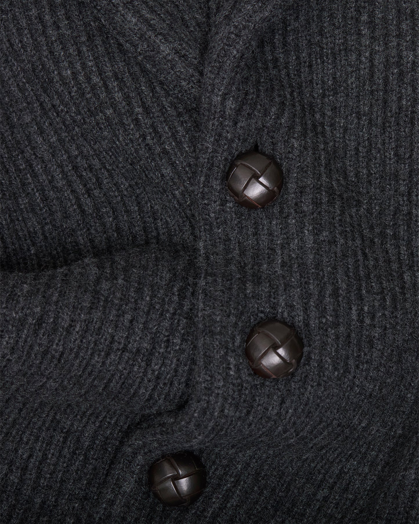 Charcoal Ribbed Shawl Collar Shetland Cardigan