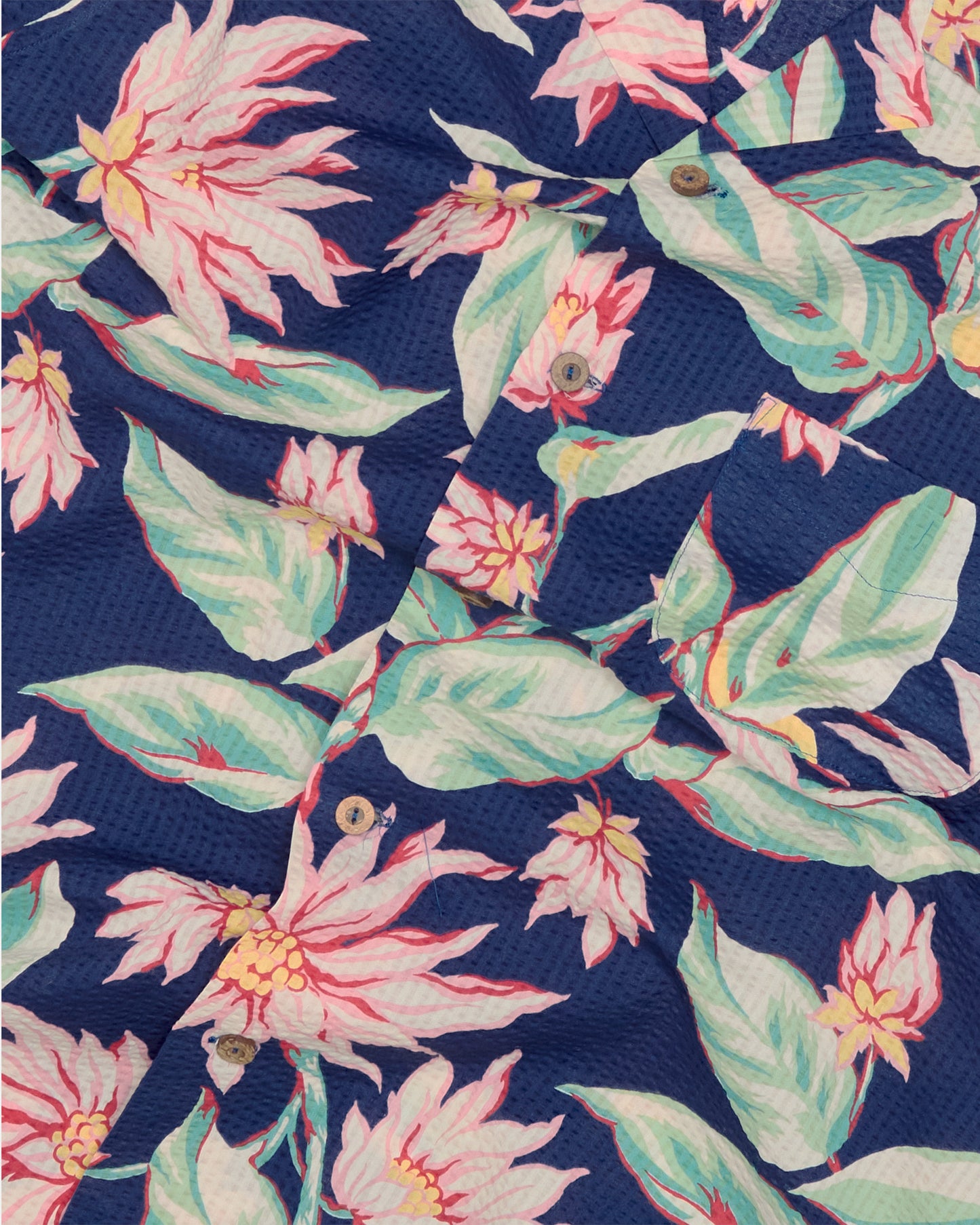 Hawaiian Seersucker Camp Collar Overshirt