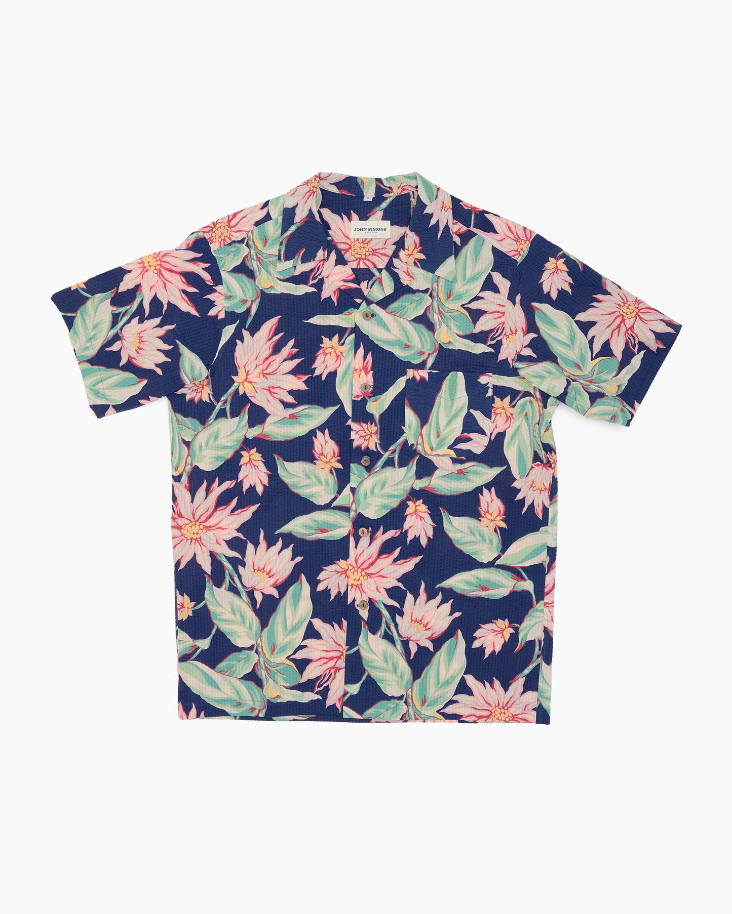 Hawaiian Seersucker Camp Collar Overshirt