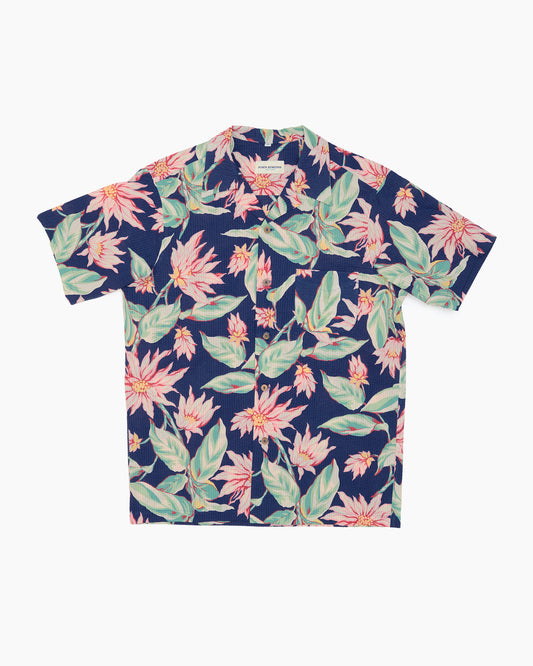 Hawaiian Seersucker Camp Collar Overshirt