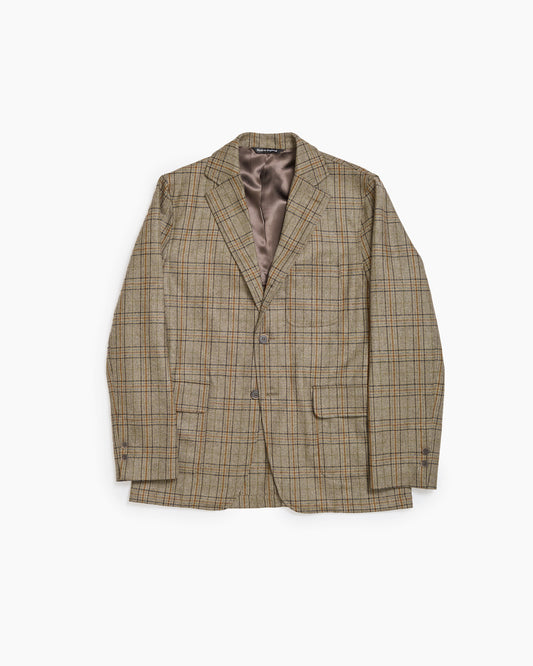 Light Brown Overcheck Merino Lambswool Tweed Ivy Jacket