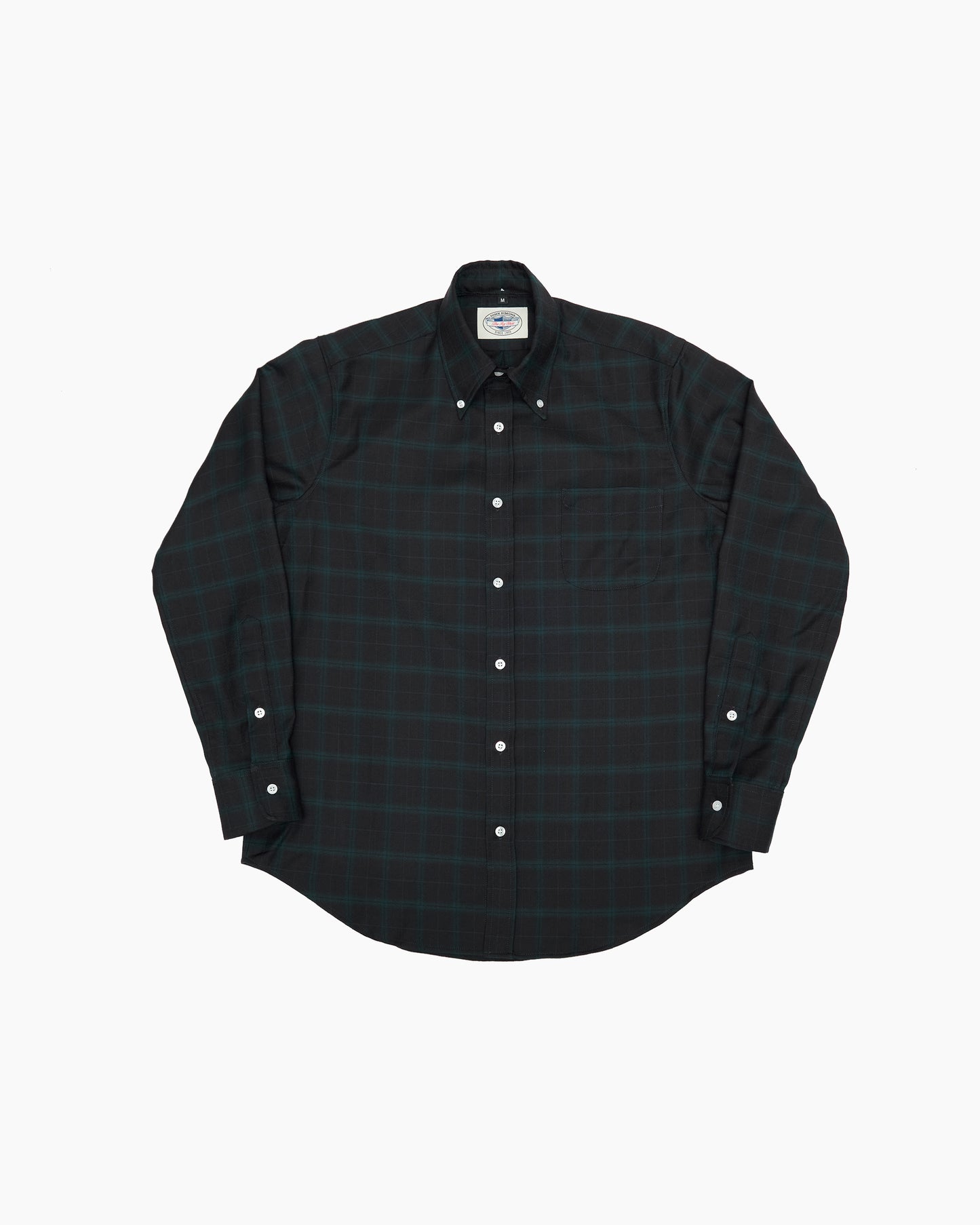 Midnight Navy & Green Check Wool Ivy Shirt