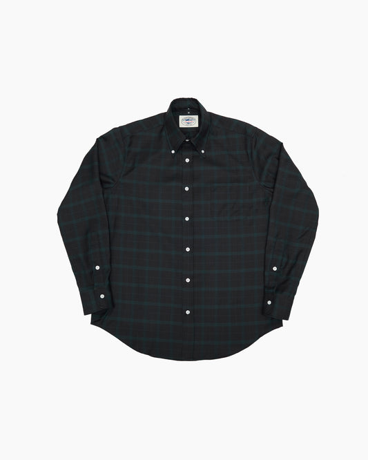 Midnight Navy & Green Check Wool Ivy Shirt