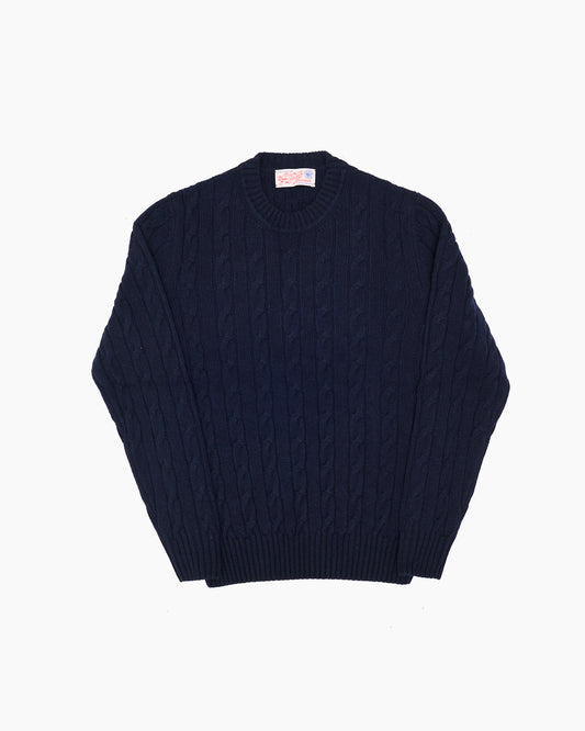 Navy Cable Shetland Knit Jumper