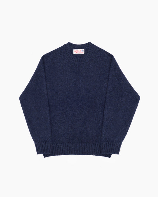 Navy Melange Brushed Shetland Knit Jumper