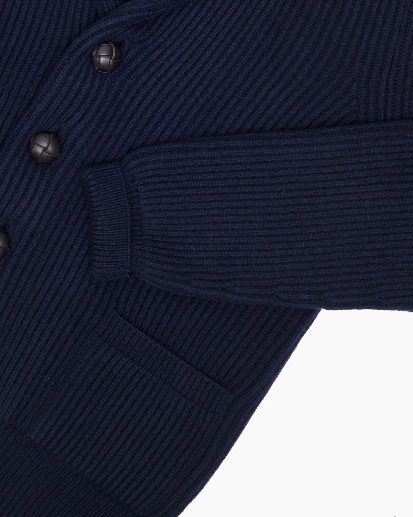 Navy Ribbed Shawl Collar Shetland Cardigan