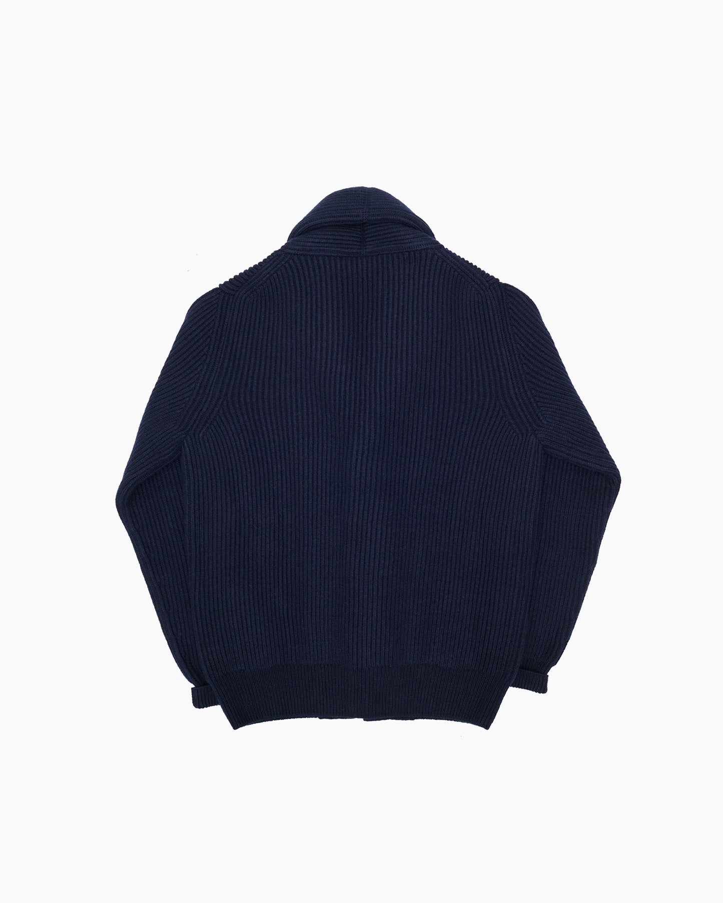 Navy Ribbed Shawl Collar Shetland Cardigan