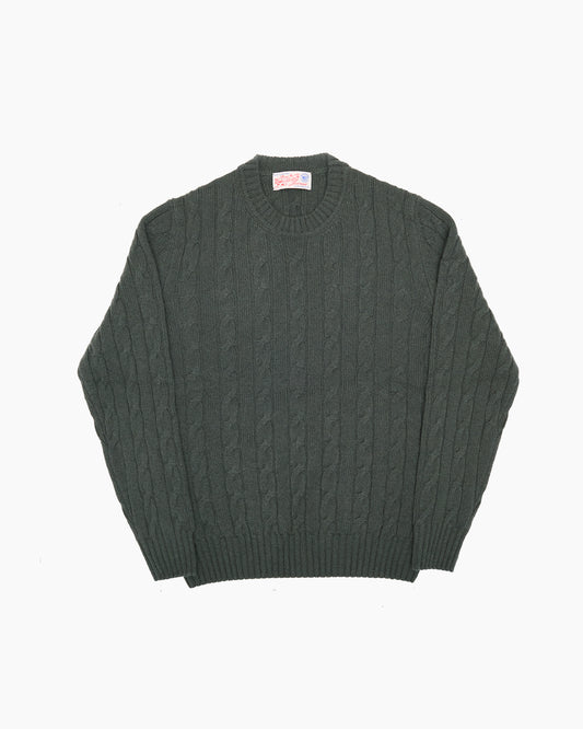 Olive Cable Shetland Knit Jumper