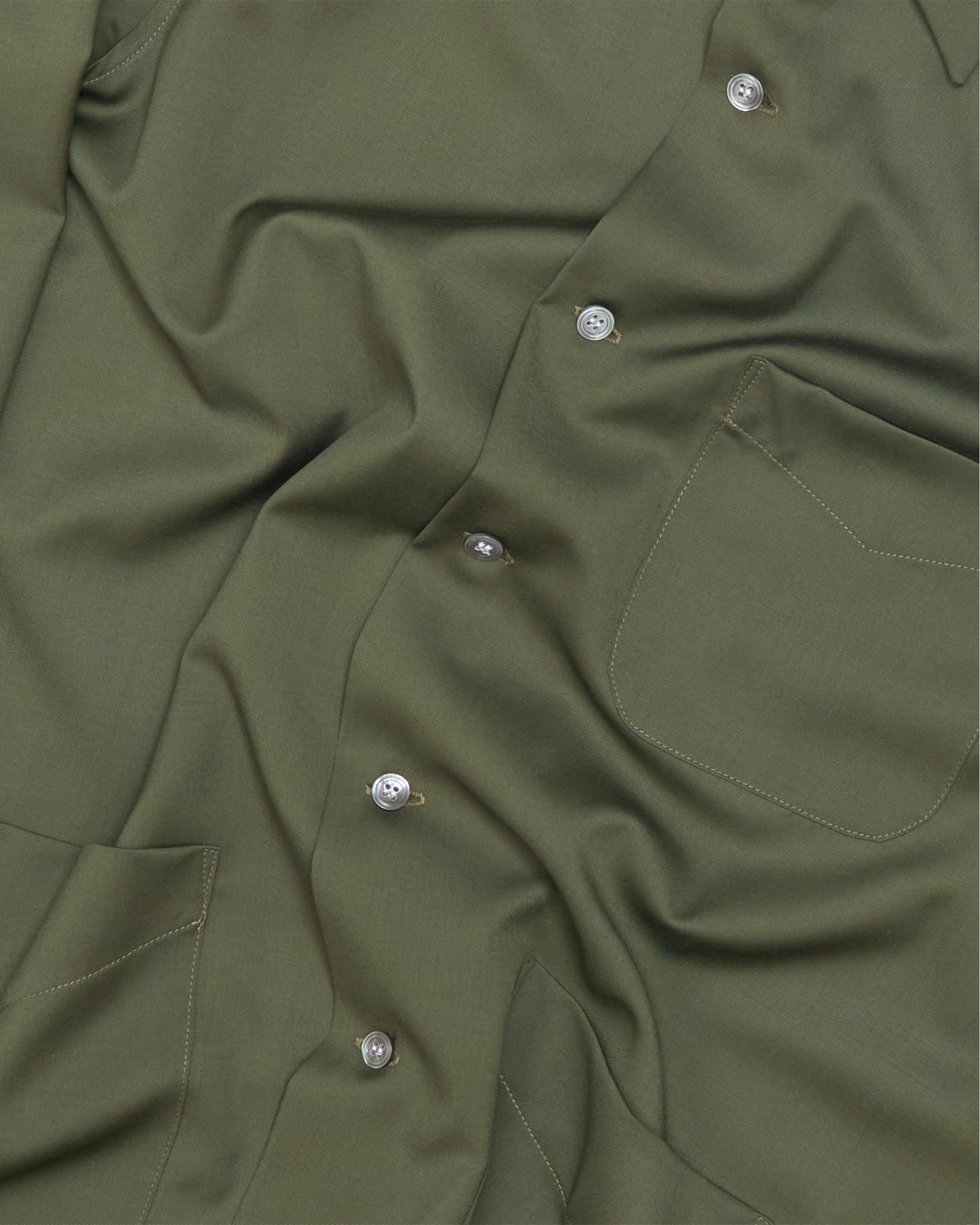 Olive Holland & Sherry Tropical Wool Camp Collar Overshirt – JOHN
