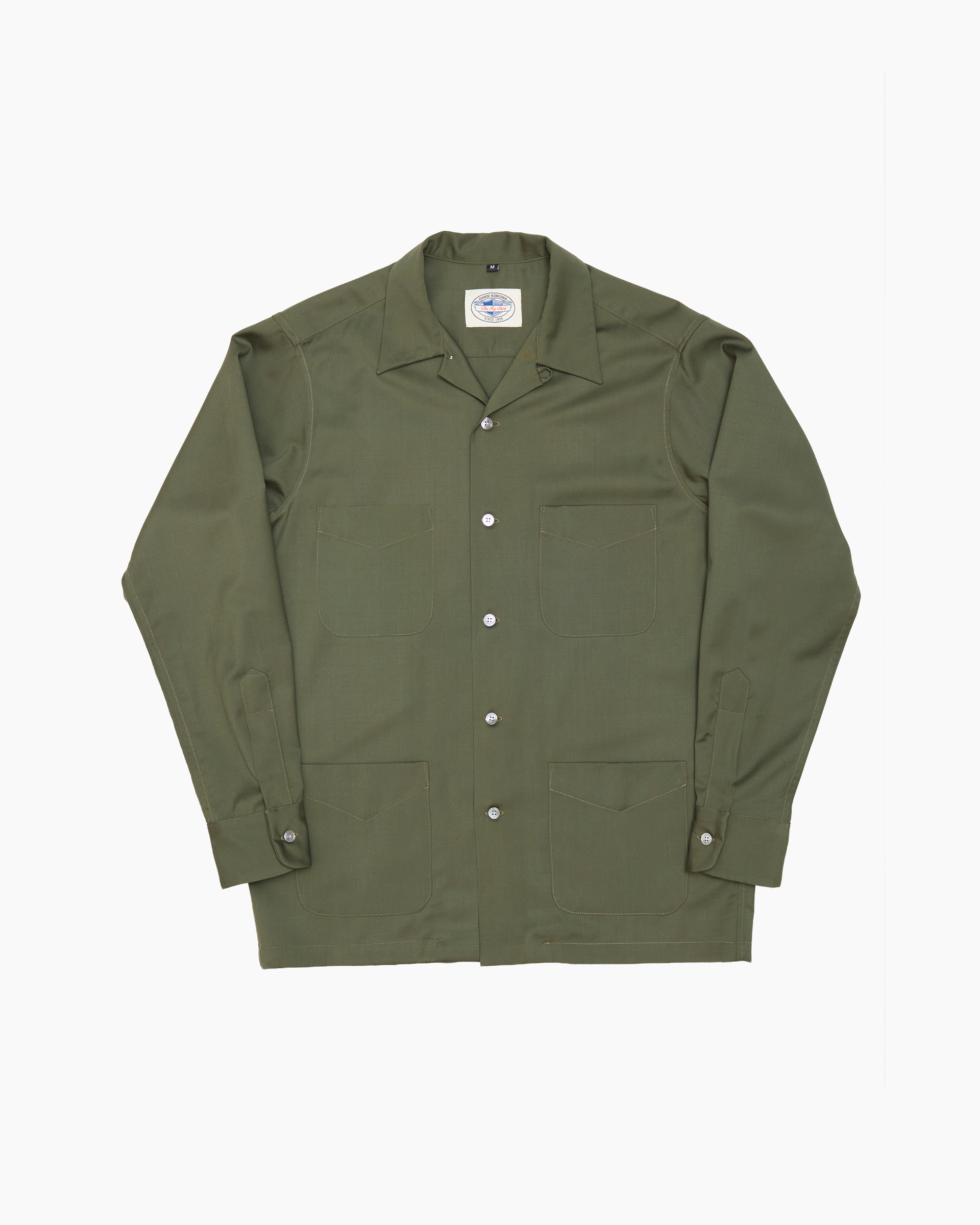 Olive Holland & Sherry Tropical Wool Camp Collar Overshirt – JOHN