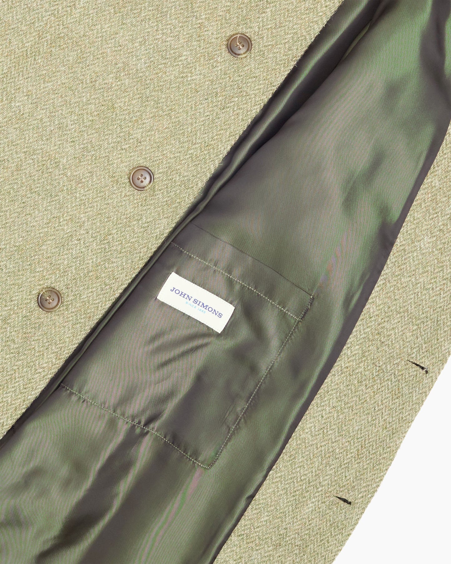 Archive Celadon Green Parquet Tweed Overcoat