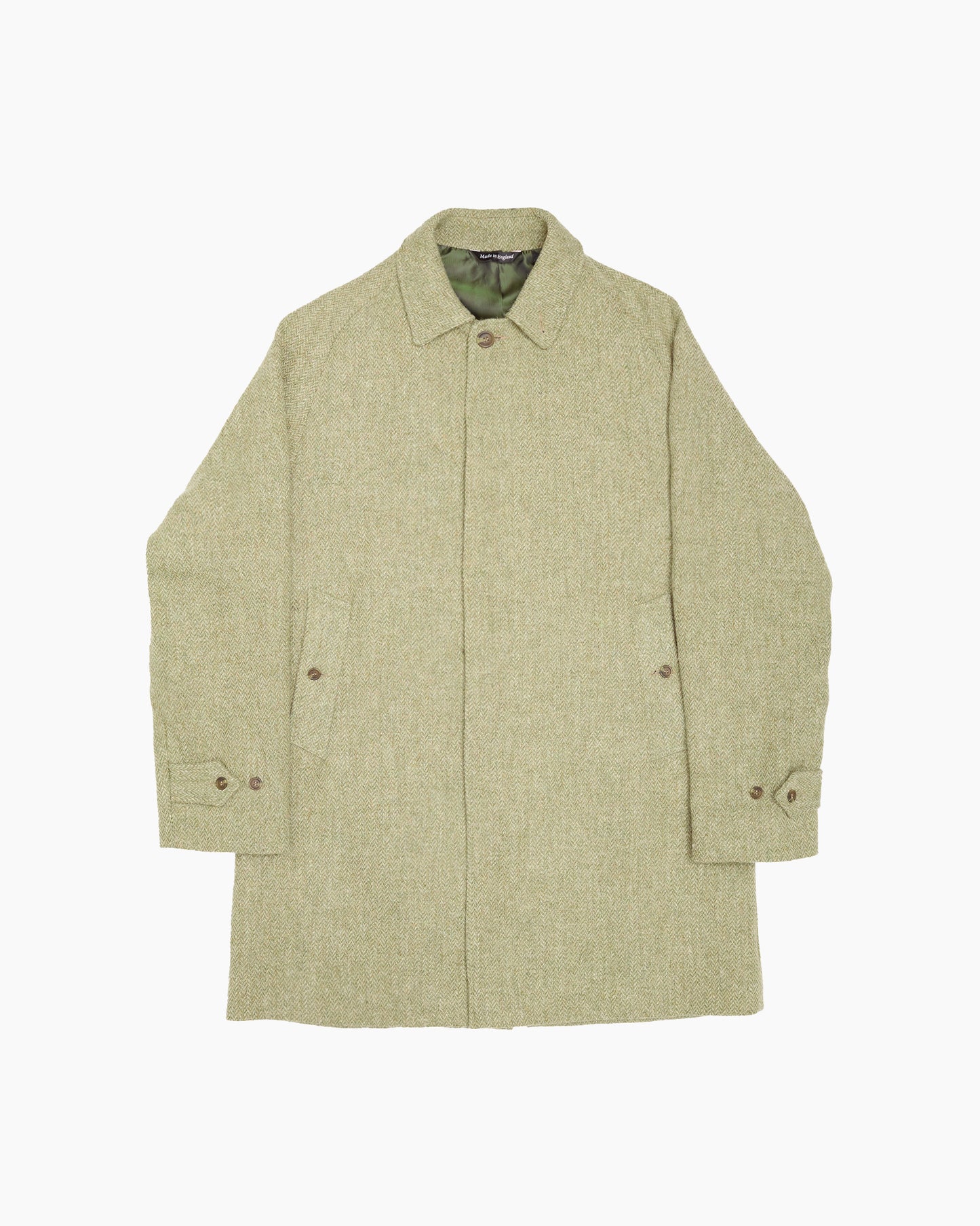 Archive Celadon Green Parquet Tweed Overcoat