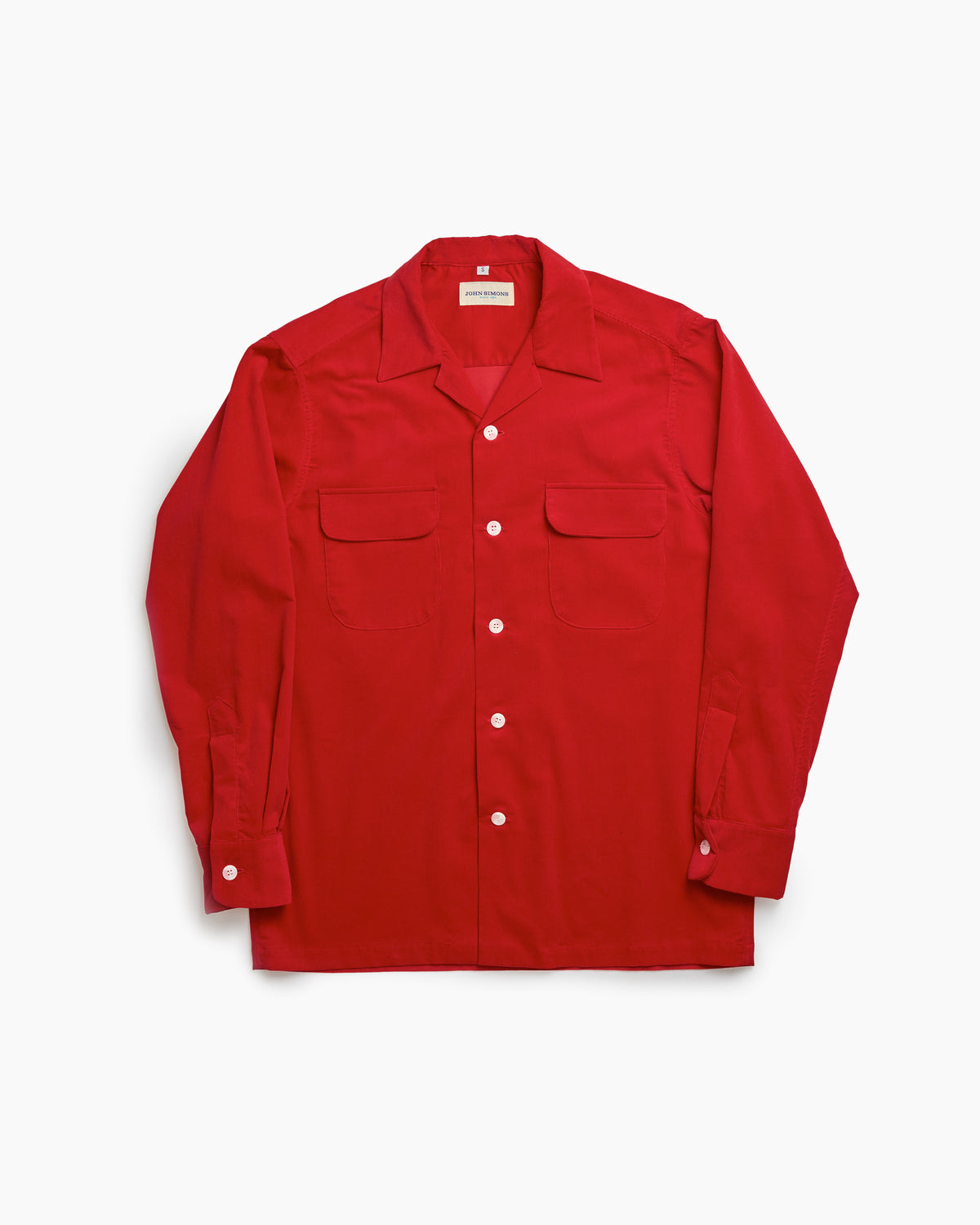 Red Corduroy Camp Collar Overshirt