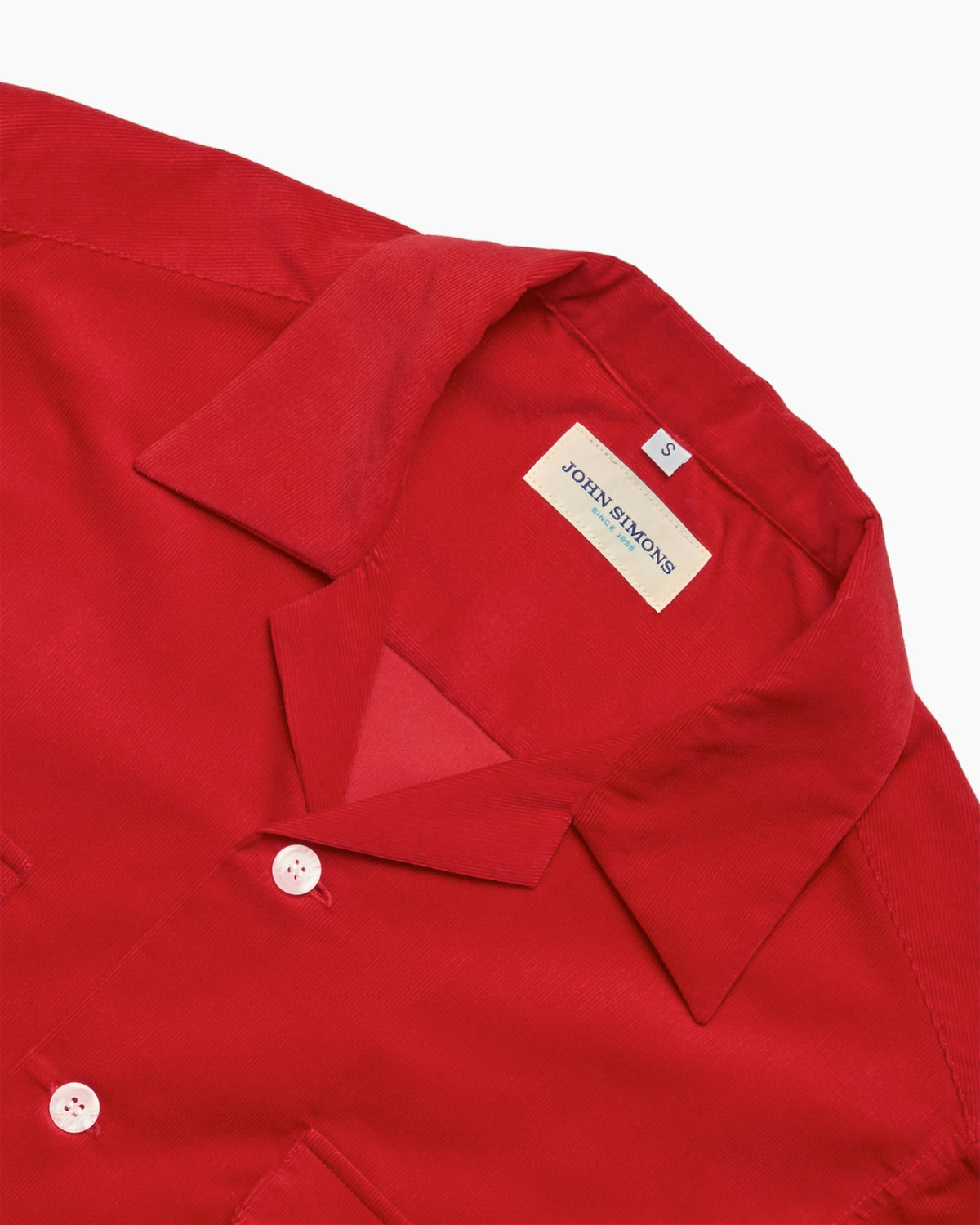 Red Corduroy Camp Collar Overshirt