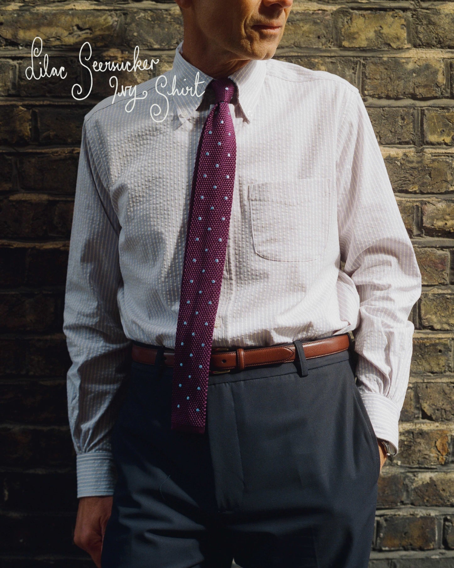 Lilac Stripe Seersucker Ivy Shirt
