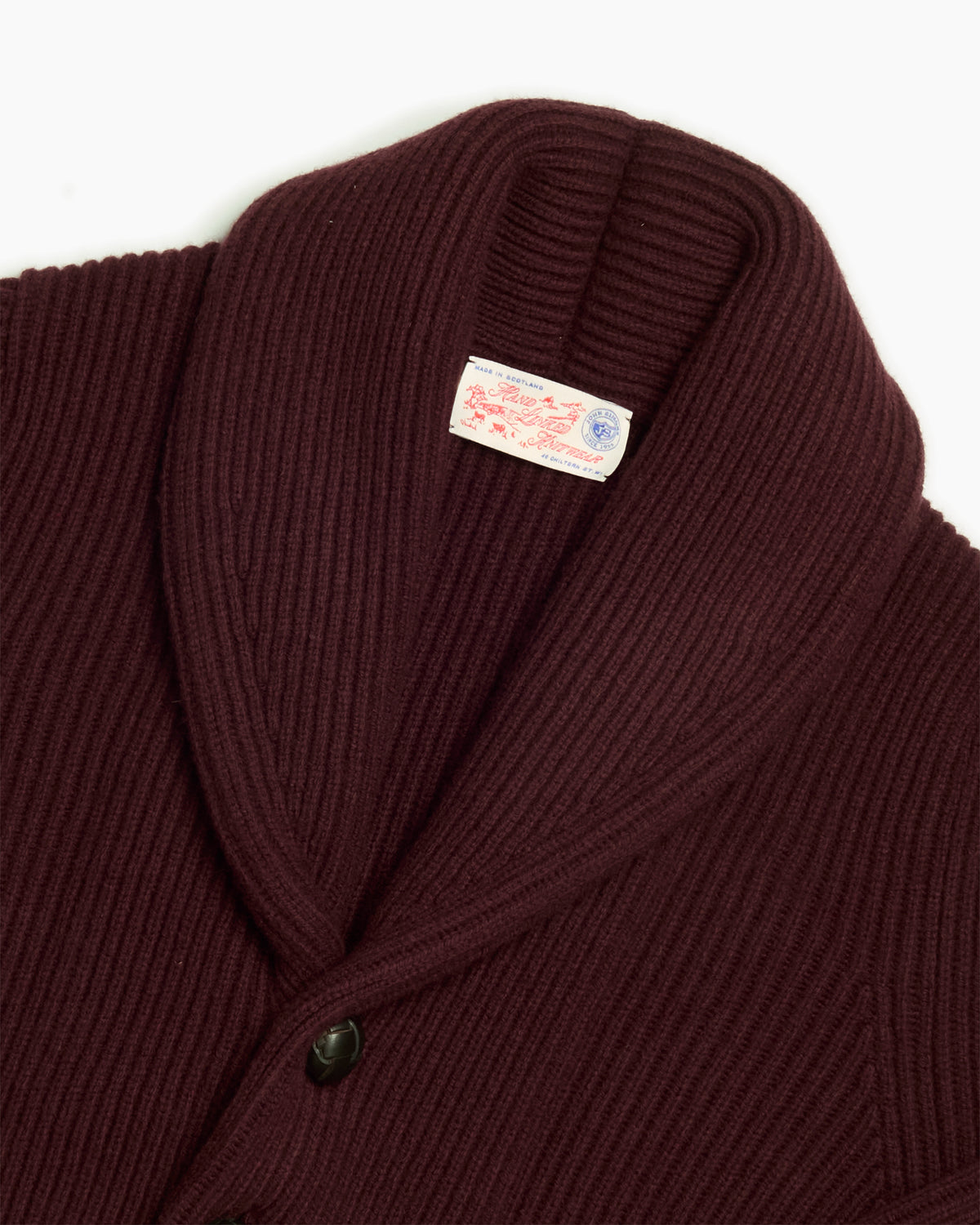 Burgundy Ribbed Shawl Collar Cardigan