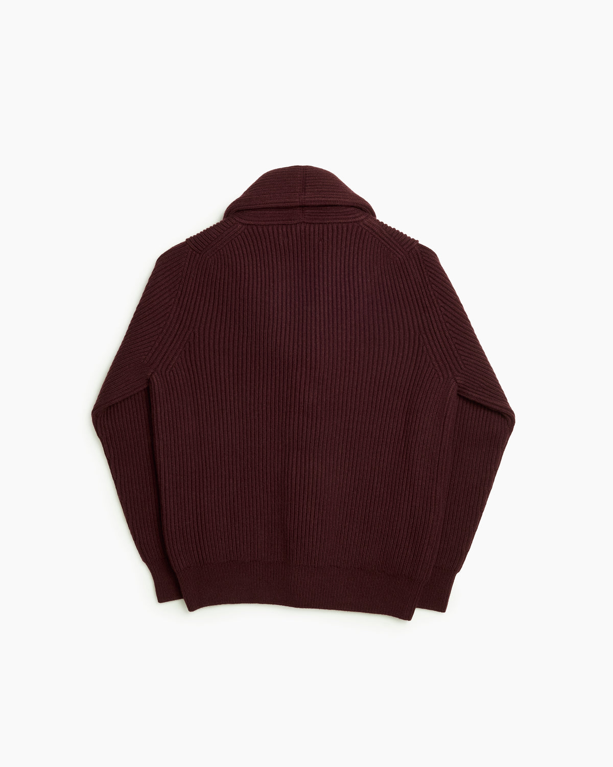 Burgundy Ribbed Shawl Collar Cardigan