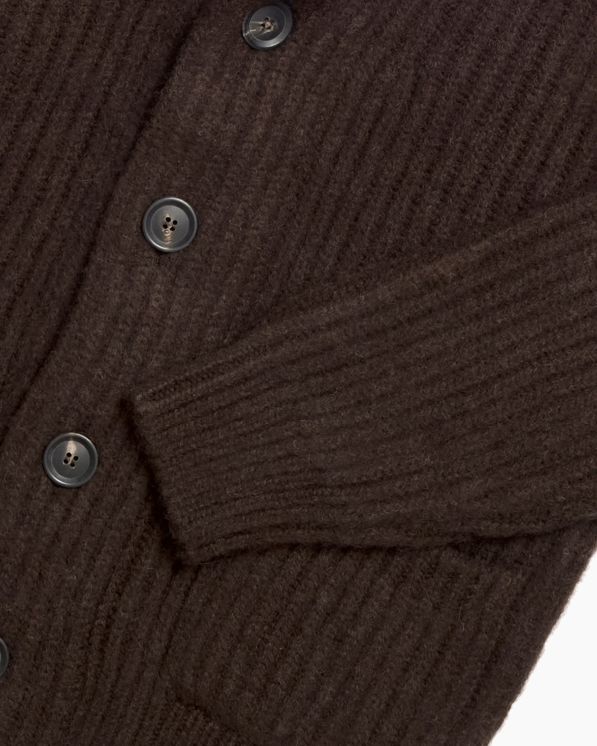 Coffee Ribbed Shawl Collar Cardigan
