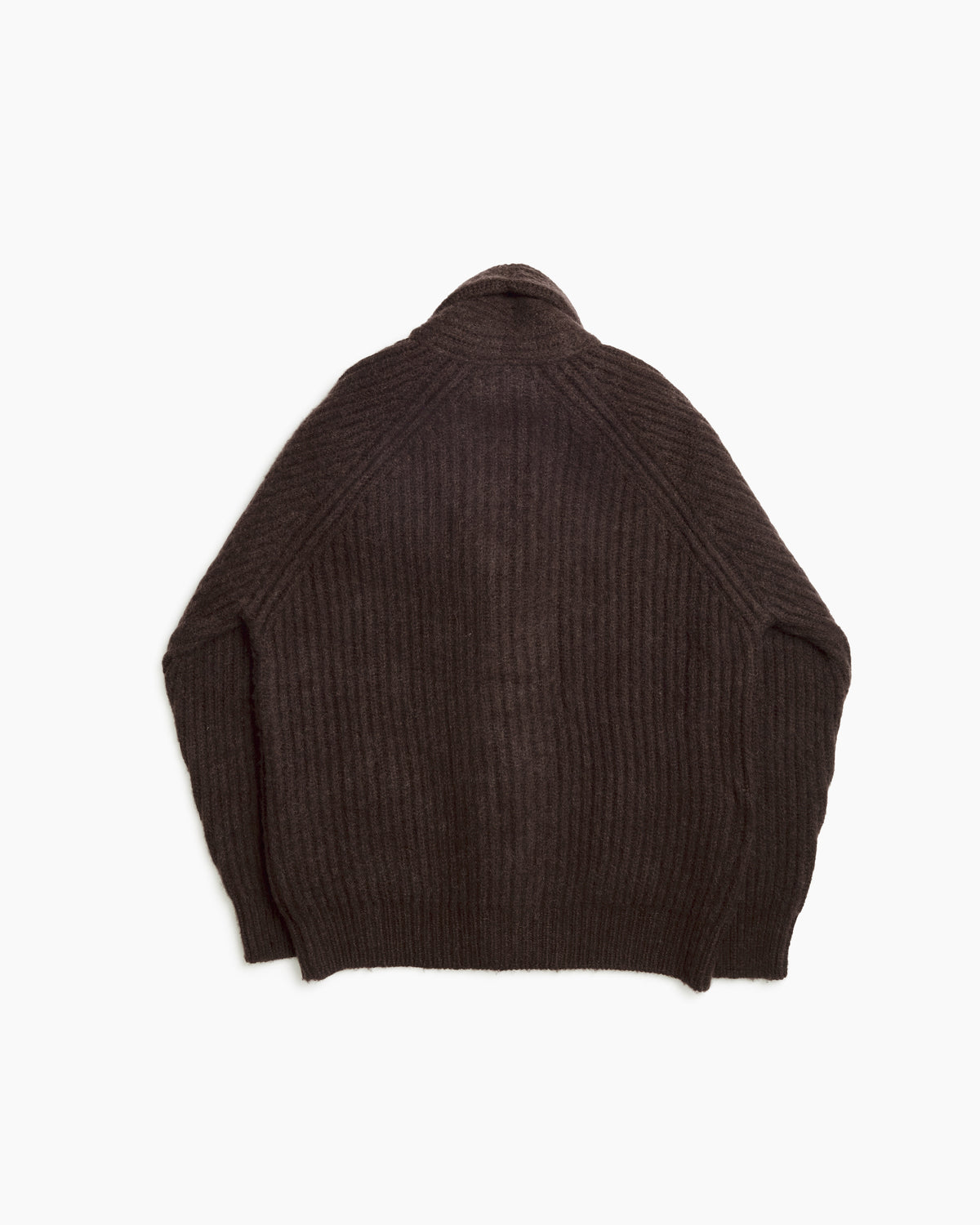 Coffee Ribbed Shawl Collar Cardigan