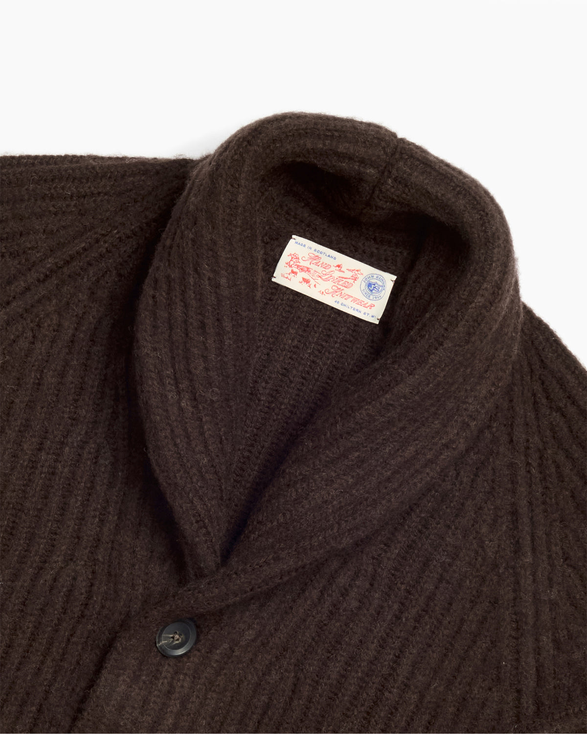 Coffee Ribbed Shawl Collar Cardigan