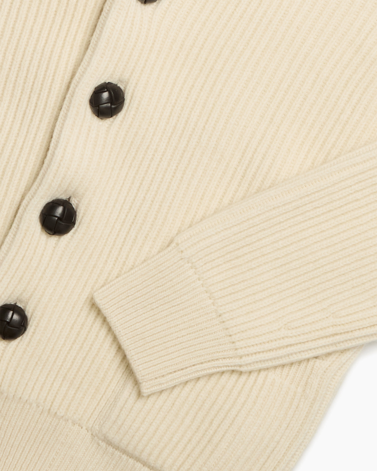 Cream Ribbed Shawl Collar Cardigan