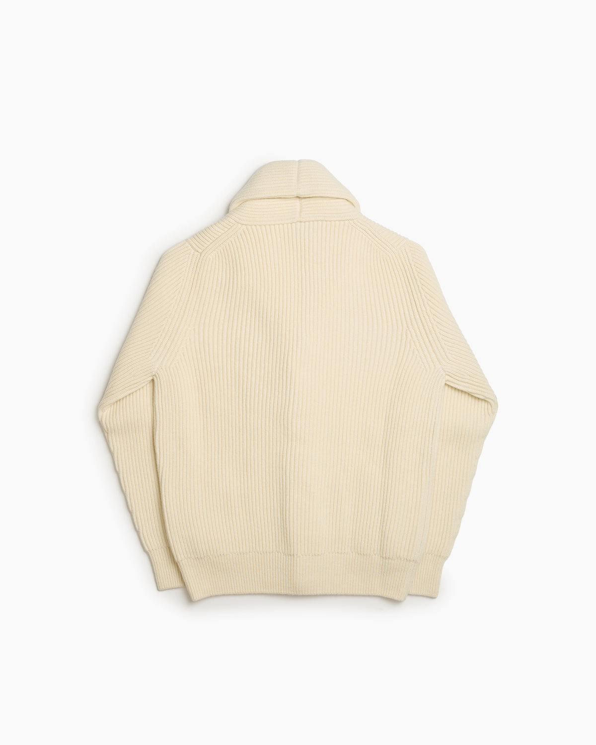 Cream Ribbed Shawl Collar Cardigan