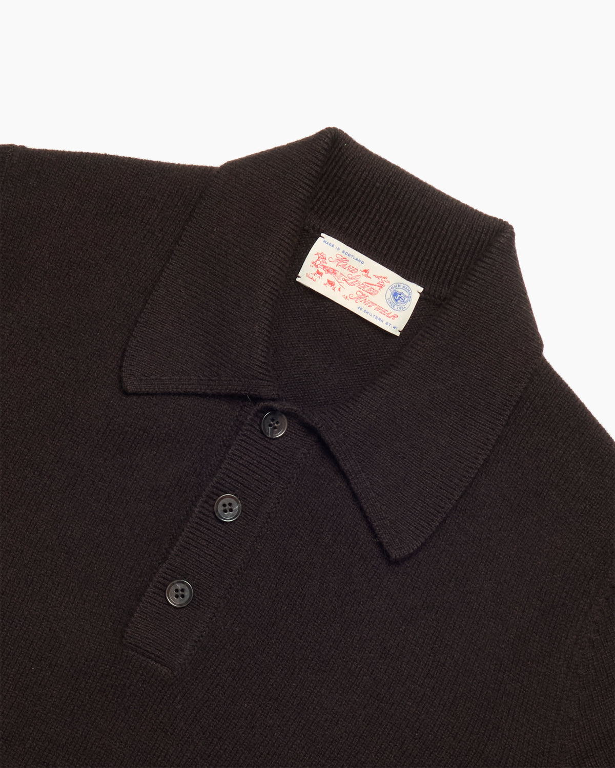 Brown Knit Shetland Polo Jumper