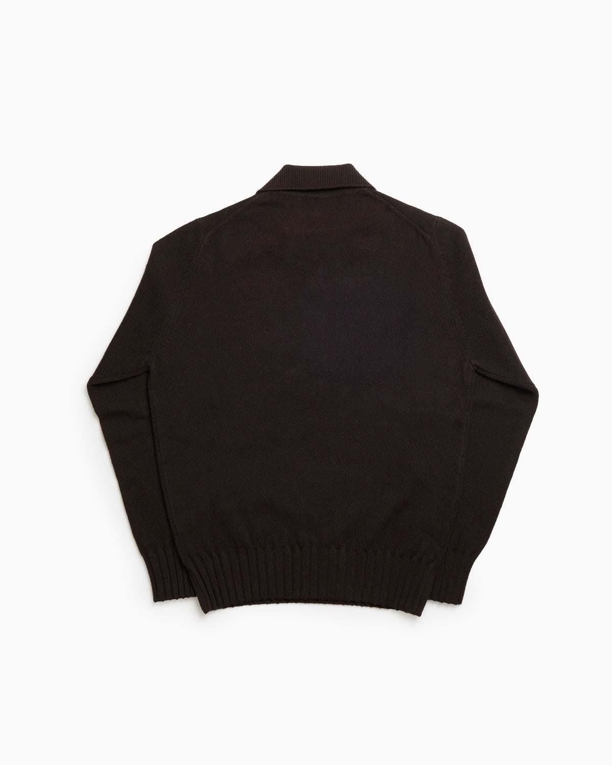 Brown Knit Shetland Polo Jumper