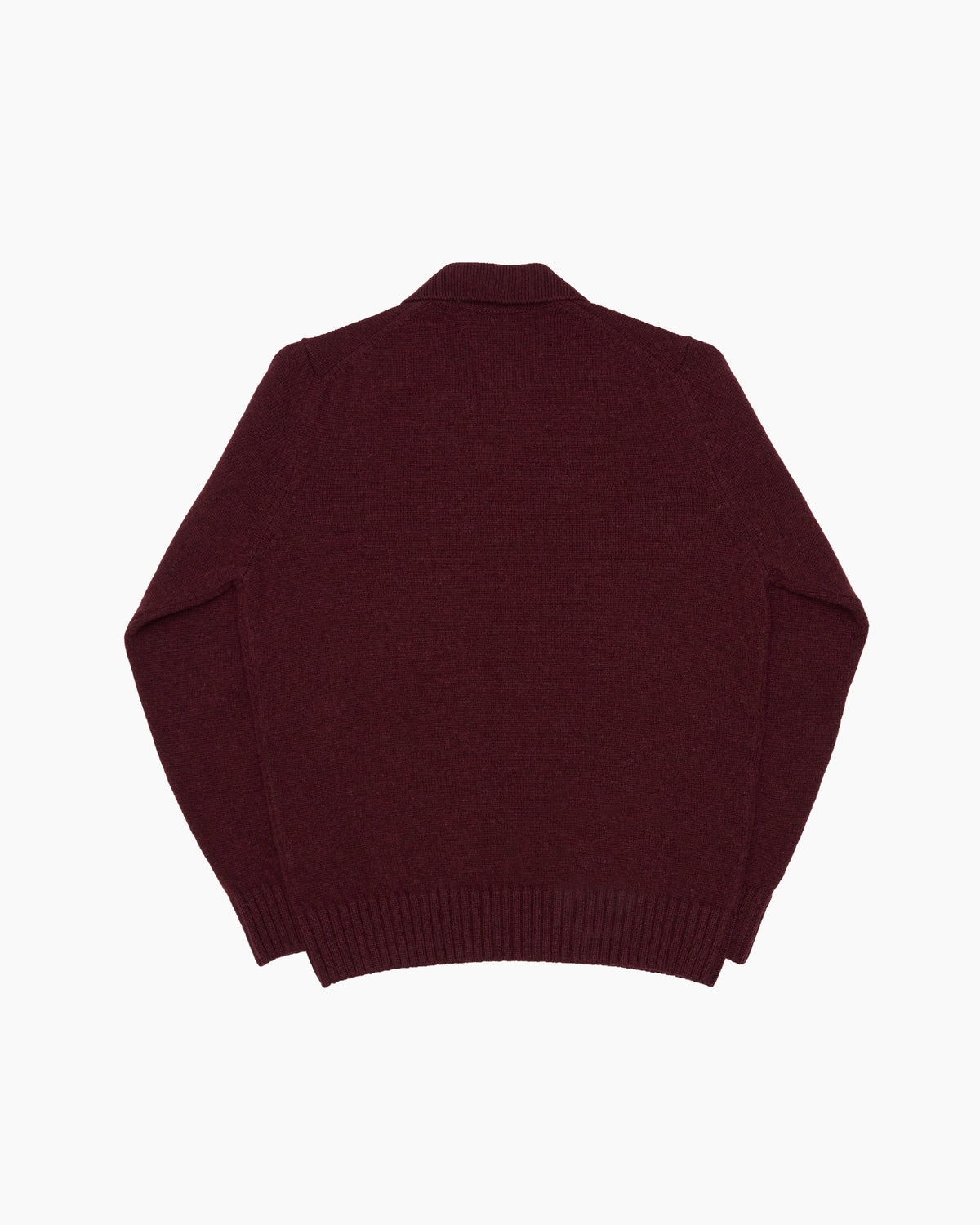 Burgundy Knit Shetland Fly Polo Jumper