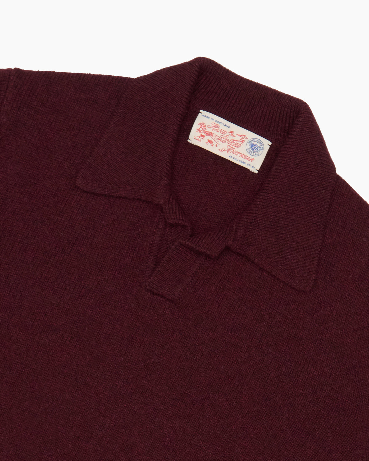 Burgundy Knit Shetland Fly Polo Jumper