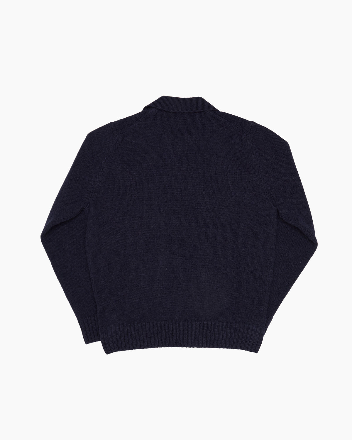 Navy Knit Shetland Fly Polo Jumper