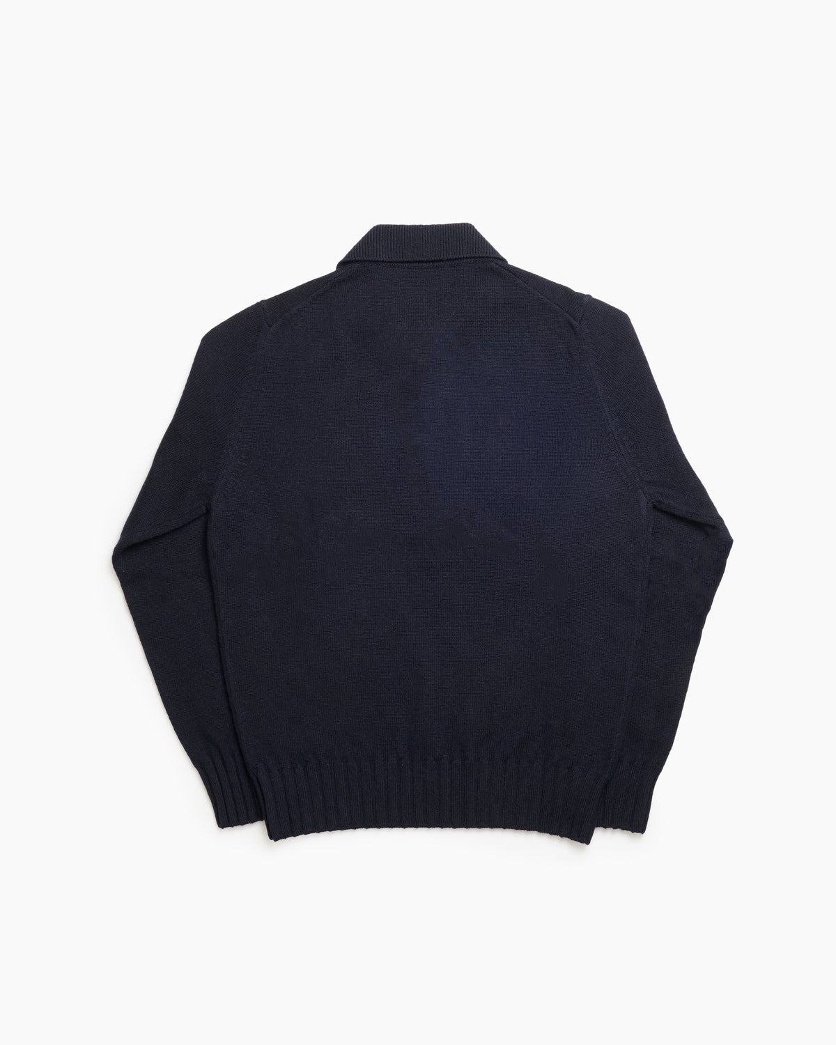 Navy Knit Shetland Polo Jumper
