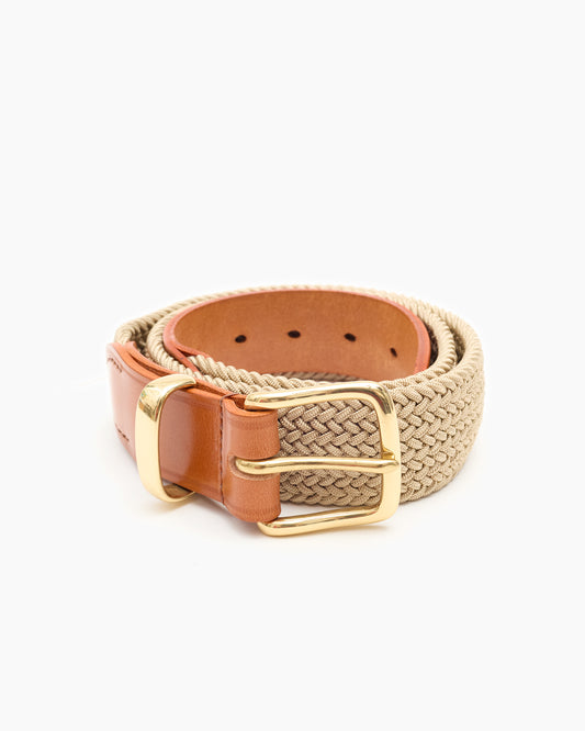 Tan Woven Stretch Surcingle Belt