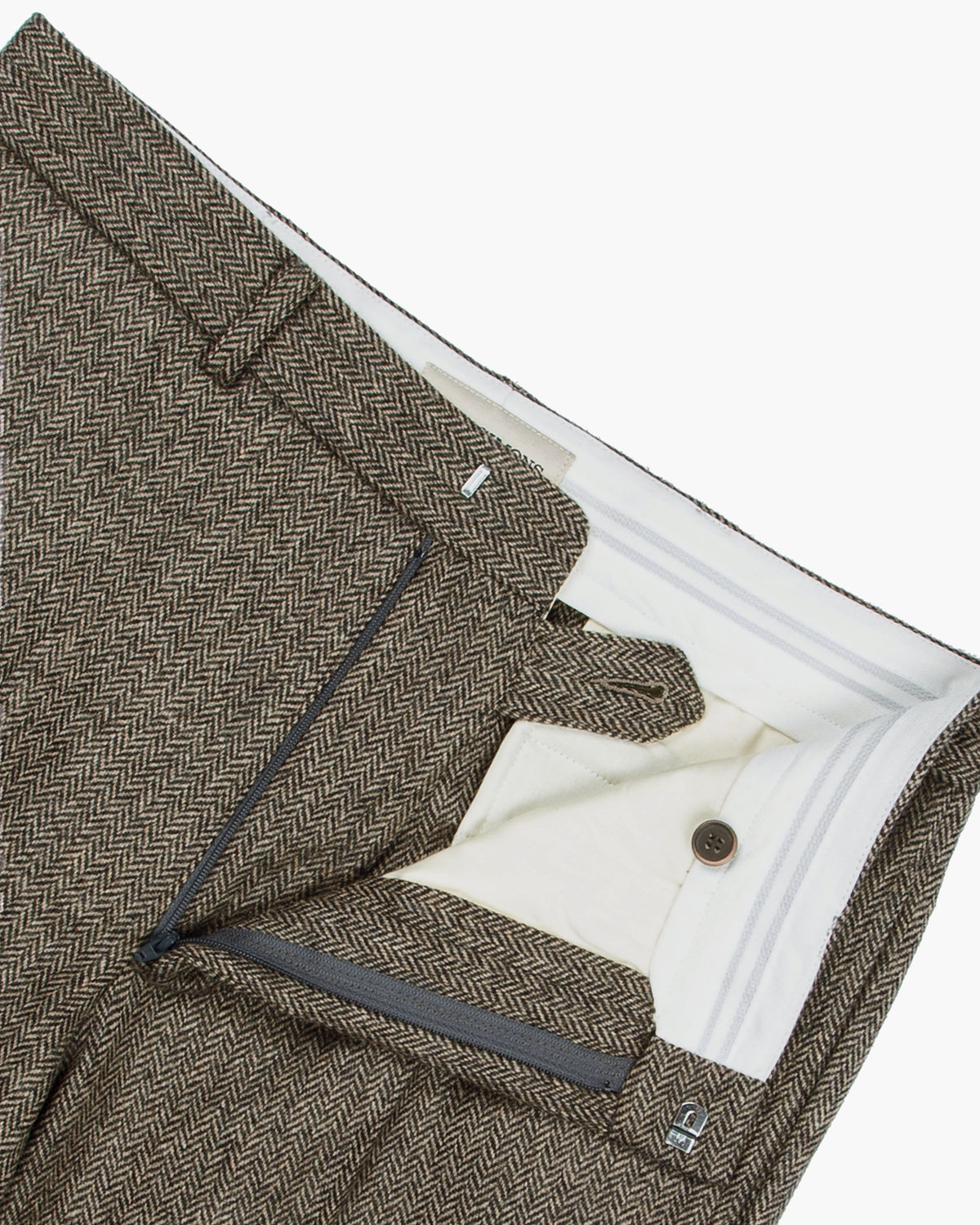 Taupe Herringbone Merino Lambswool Ivy Trouser