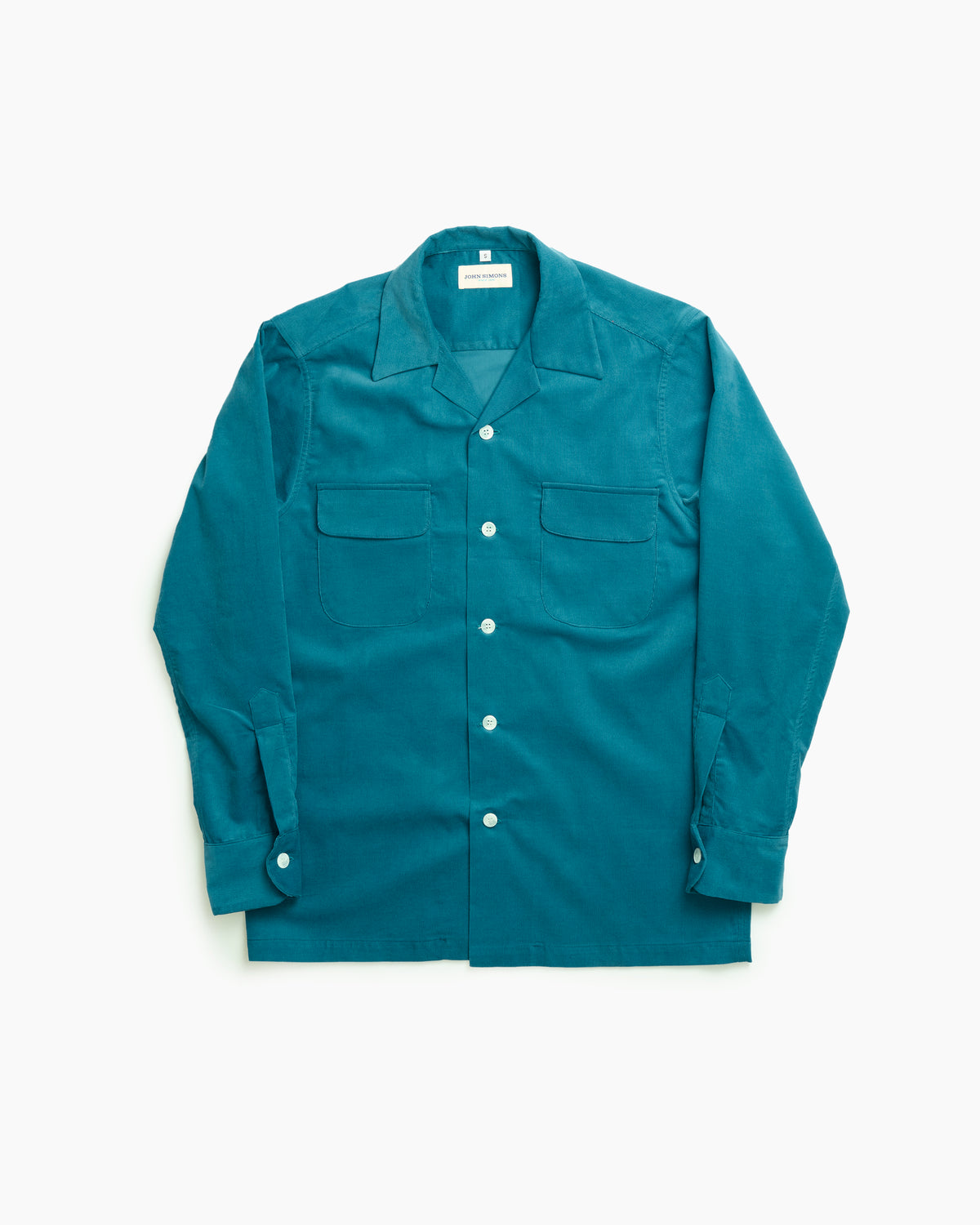 Teal Corduroy Camp Collar Overshirt