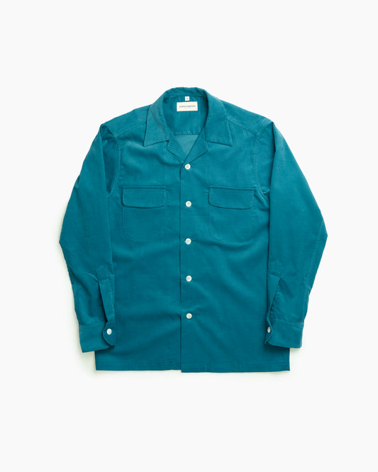 Teal Corduroy Camp Collar Overshirt