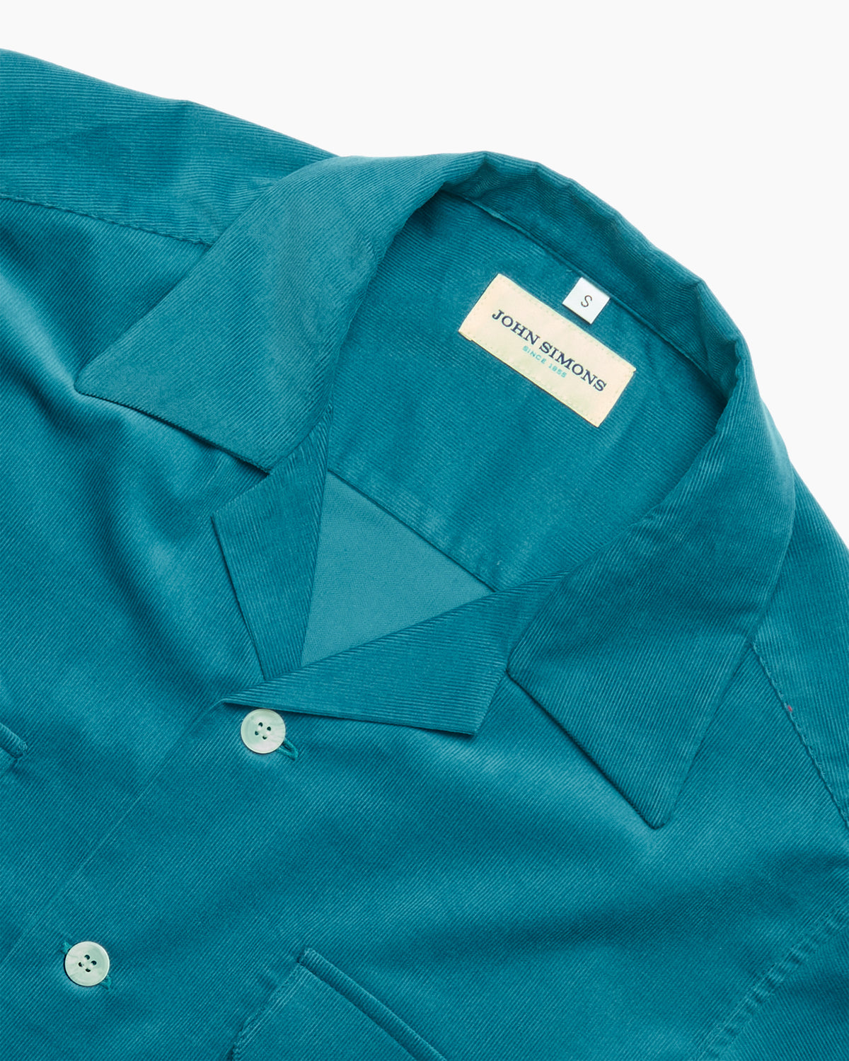 Teal Corduroy Camp Collar Overshirt