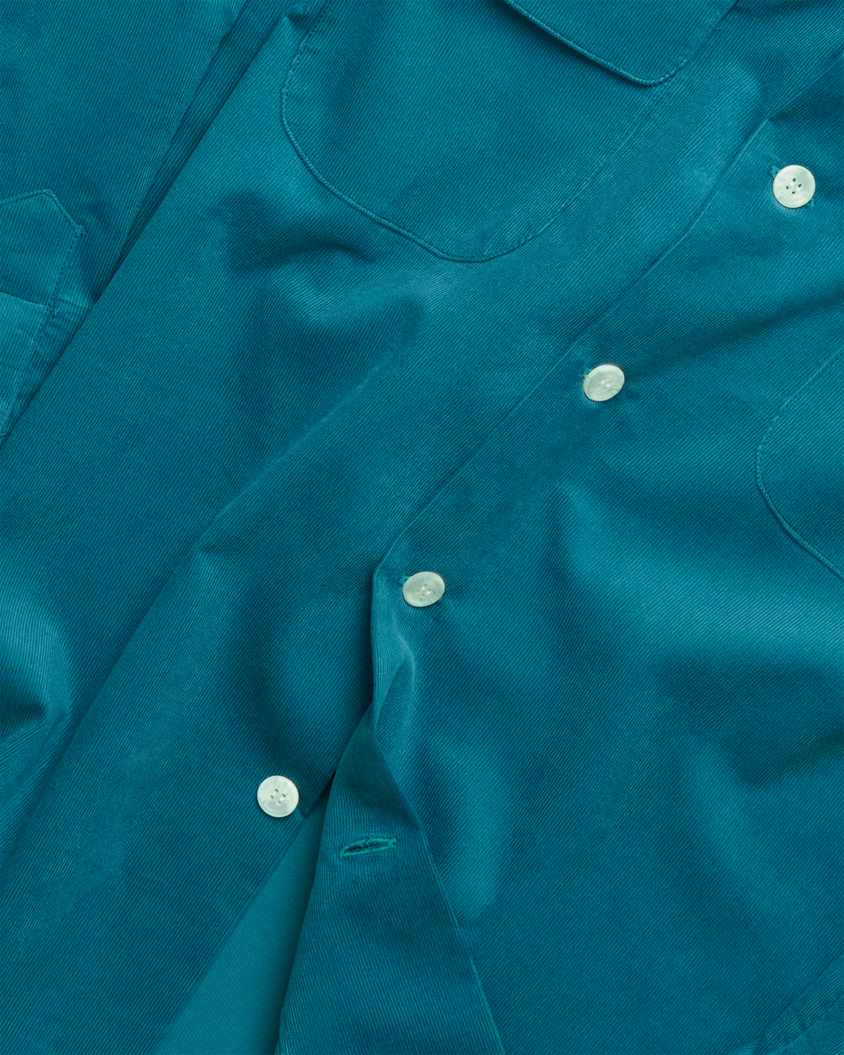 Teal Corduroy Camp Collar Overshirt