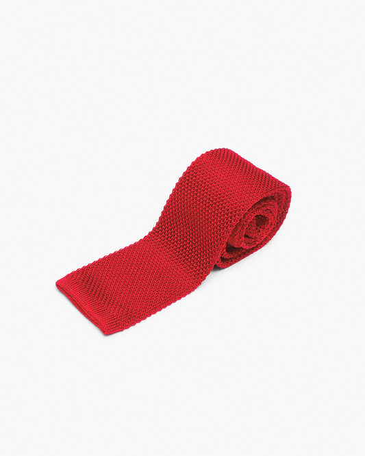 Silk Knitted Tie - Red