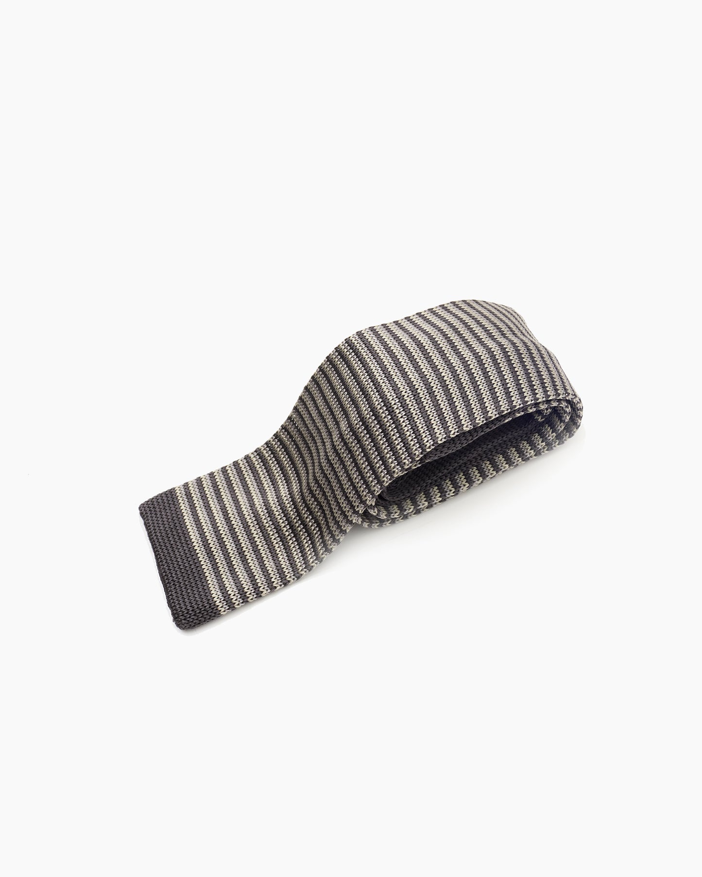 Silk Knitted Tie - Tonal Grey Thin Multi Stripe
