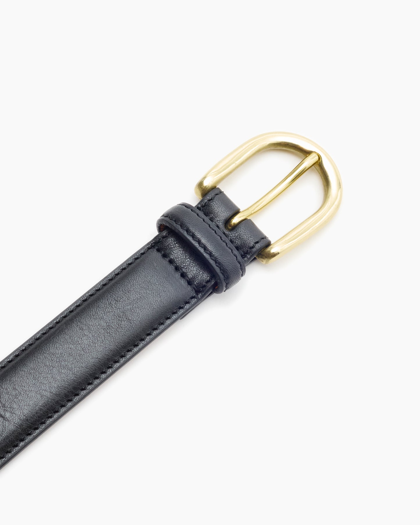 Black Horseshoe Buckle Slim Leather Belt