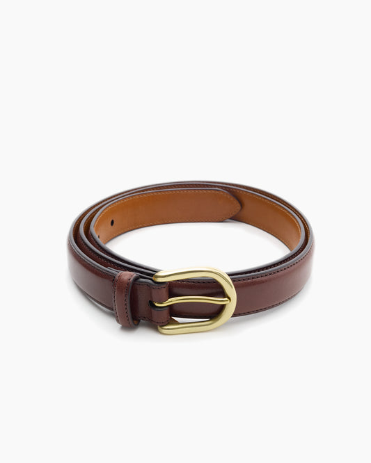 Brown Horseshoe Buckle Slim Leather Belt