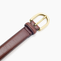Brown Horseshoe Buckle Slim Leather Belt