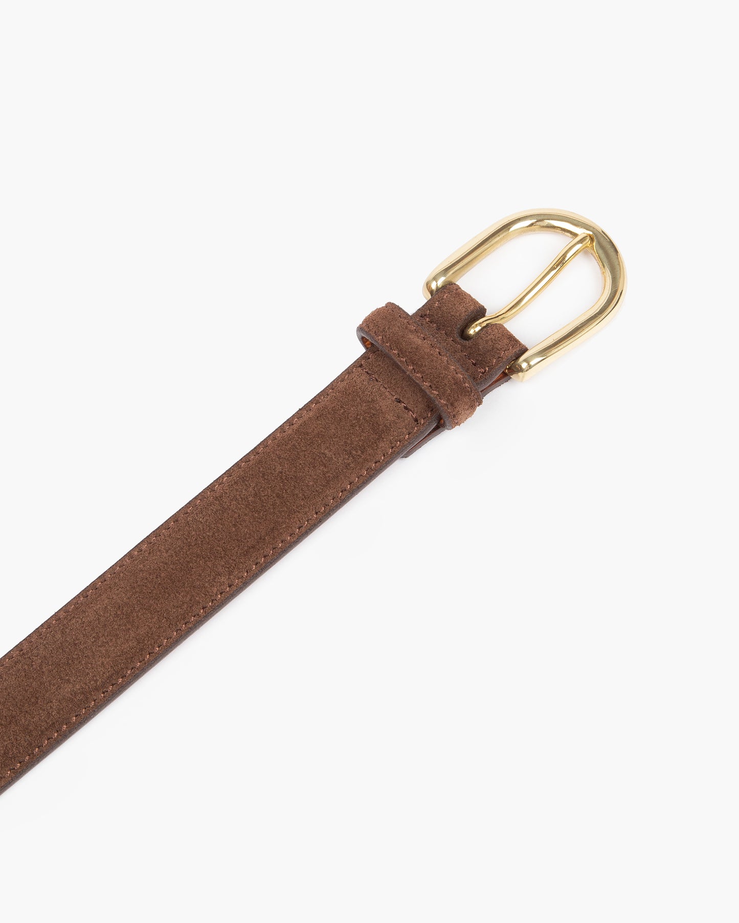 Brown Horseshoe Buckle Slim Suede Belt