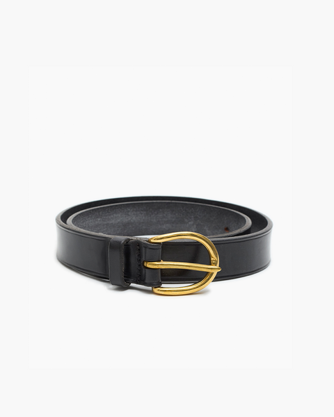 Guссі belt with outlet black leather and brushed brass buckle