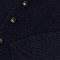 Navy Ribbed Shawl Collar Cardigan